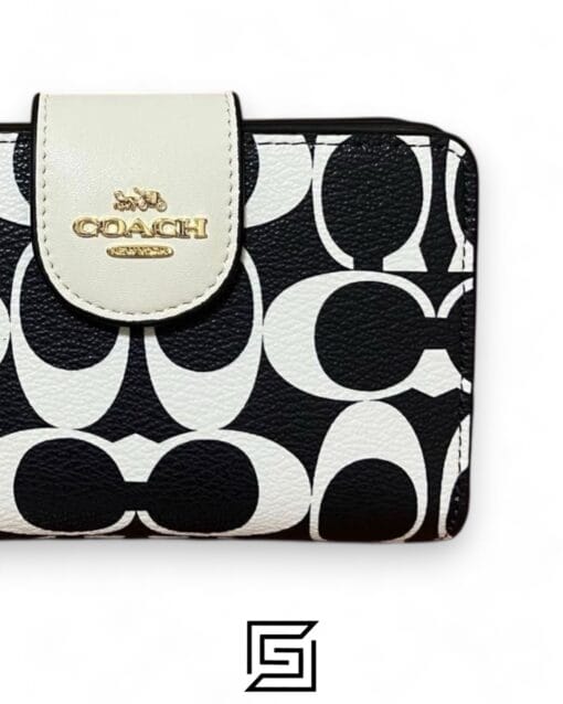 Leather,Wallets,Women Medium Corner Zip Wallet In Signature Canvas Style No. CP420 black Coach