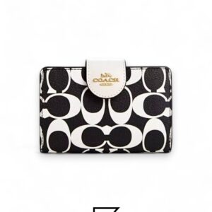 Leather,Wallets,Women Medium Corner Zip Wallet In Signature Canvas Style No. CP420 black Coach
