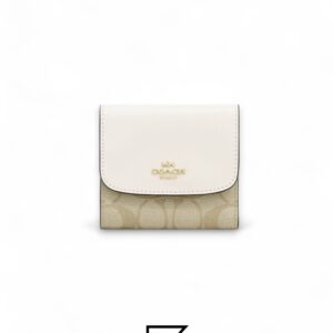 Leather,Wallets,Women Small Wallet In Signature Canvas Style No. F87589 White Coach