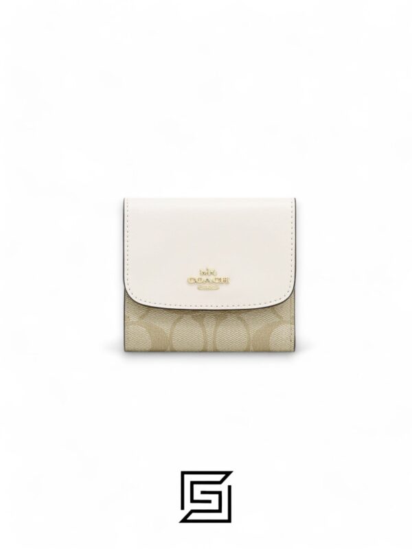Leather,Wallets,Women Small Wallet In Signature Canvas Style No. F87589 White Coach