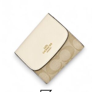 Leather,Wallets,Women Small Wallet In Signature Canvas Style No. F87589 White Coach