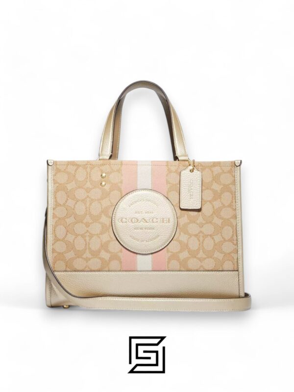 Bags,Leather,Women Dempsey Signature Jacquard Tote with Coach Stripe and Patch Style No. CE984 Big Size Coach