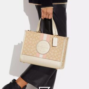 Bags,Leather,Women Dempsey Signature Jacquard Tote with Coach Stripe and Patch Style No. CE984 Big Size Coach