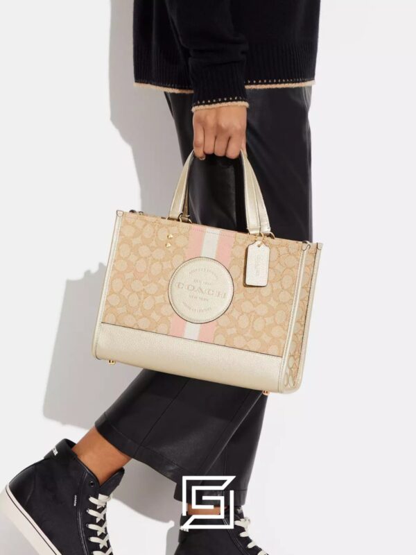 Bags,Leather,Women Dempsey Signature Jacquard Tote with Coach Stripe and Patch Style No. CE984 Big Size Coach