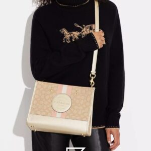Bags,Leather,Women Dempsey Signature Jacquard Tote with Coach Stripe and Patch Style No. CE984 Big Size Coach