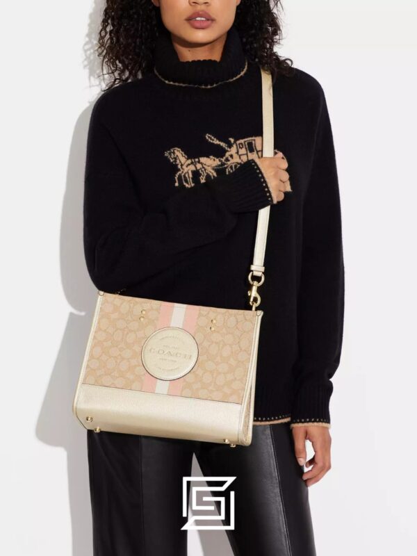 Bags,Leather,Women Dempsey Signature Jacquard Tote with Coach Stripe and Patch Style No. CE984 Big Size Coach