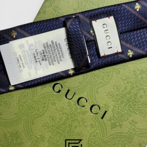 Ties Gucci - Navy Blue Color With Gold Bee Constant Pattern Gucci