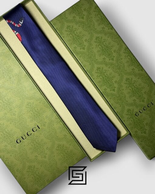 Ties Gucci - Navy Blue Color With Red Snak Gucci