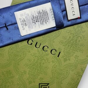 Ties Gucci - Baby Blue Color Engraved G Pattern With Gucci Signature Line Gucci