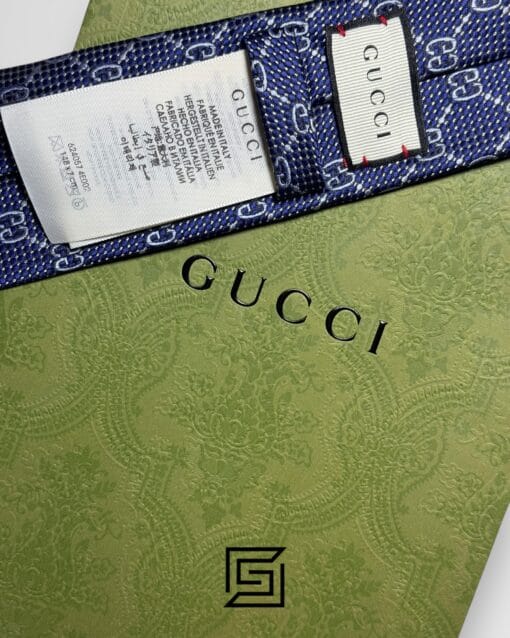 Ties Gucci - Navy Blue Color Big G Pattern With Silver Dots Gucci