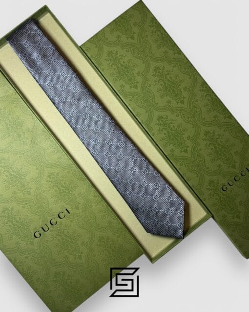 Ties Gucci - Grey Color Big G Pattern With Silver Dots Gucci