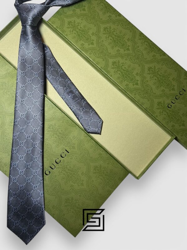 Ties Gucci - Grey Color Big G Pattern With Silver Dots Gucci