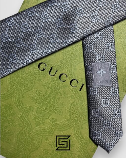 Ties Gucci - Grey Color Big G Pattern With Silver Dots Gucci