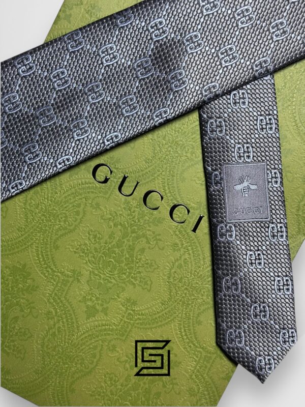 Ties Gucci - Grey Color Big G Pattern With Silver Dots Gucci