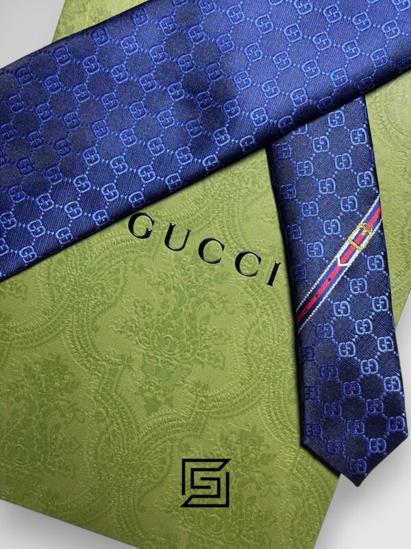 Ties Gucci - Blue Small GG Pattern Italian Style Gucci