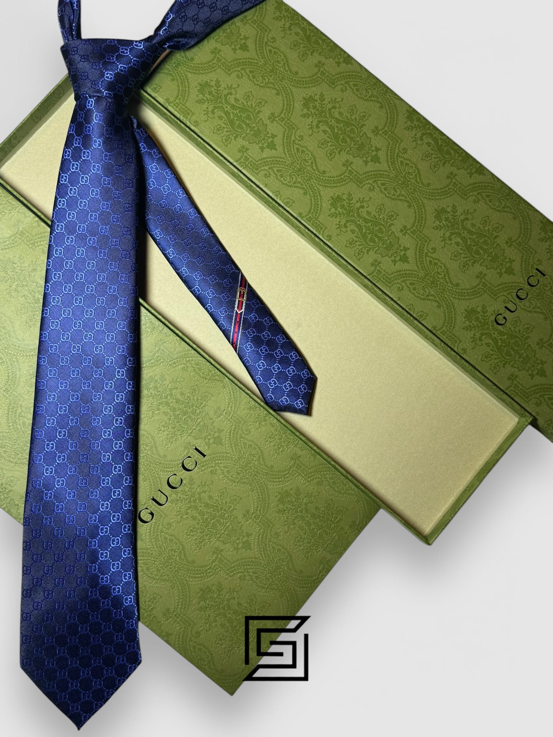 Ties Gucci - Blue Small GG Pattern Italian Style Gucci