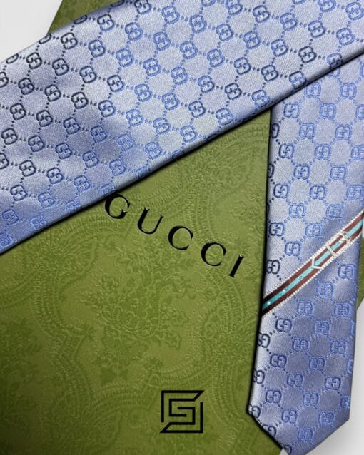 Ties Gucci - Baby Blue Small GG Pattern Italian Style Gucci