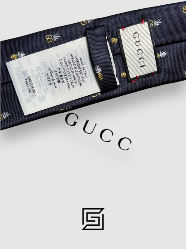 Ties Gucci - Navy Blue Color with Pineapple Signature Gucci