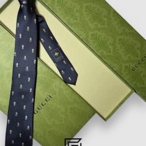 Ties Gucci - Navy Blue Color with Pineapple Signature Gucci