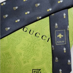 Ties Gucci - Navy Blue Color with Pineapple Signature Gucci