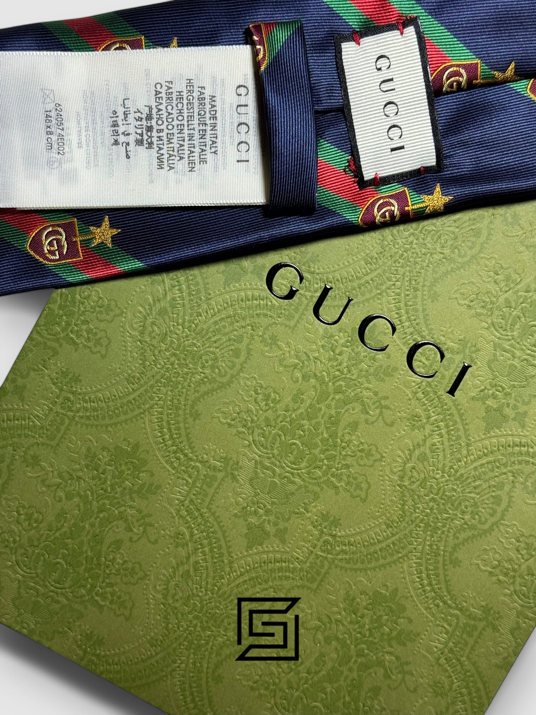 Ties Gucci - Striped Navy Blue With GG Star Signature Line Italian Style Gucci