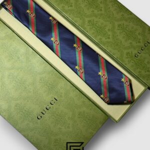 Ties Gucci - Striped Navy Blue With GG Star Signature Line Italian Style Gucci