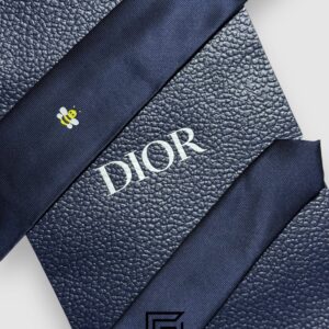 Ties Dior - Navy Blue Color With CD Yellow Bee Logo Dior