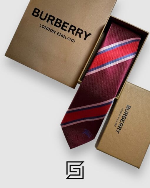Ties Burberry - Striped Maroon - Red Horse Logo Burberry