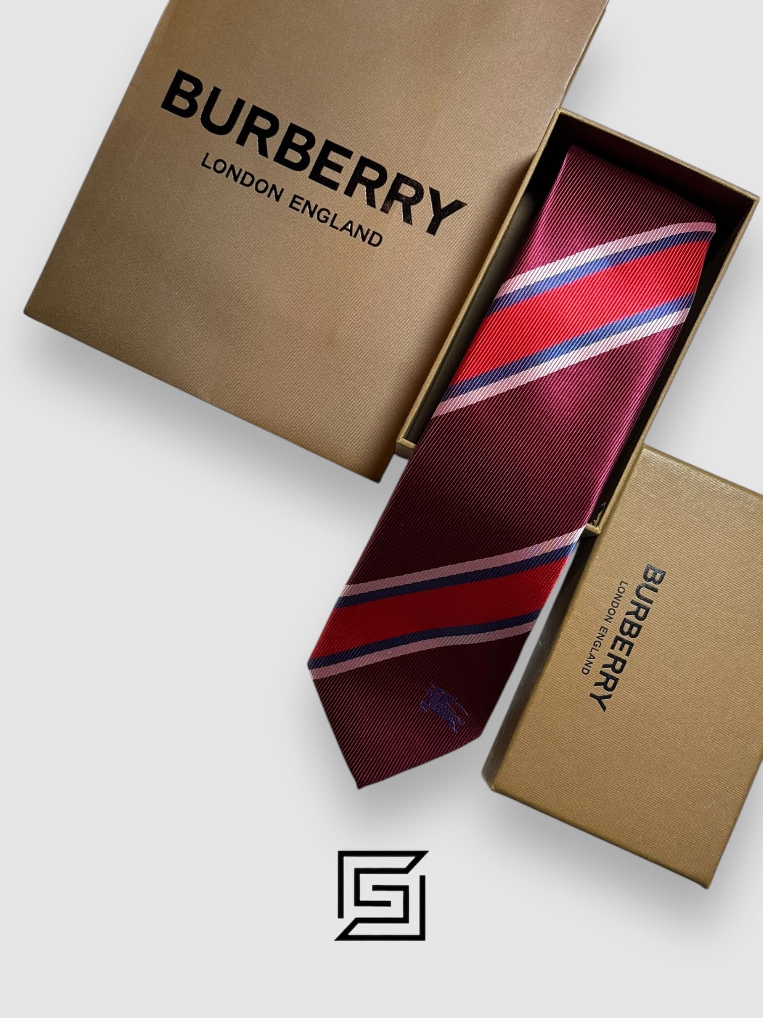 Ties Burberry - Striped Maroon - Red Horse Logo Burberry