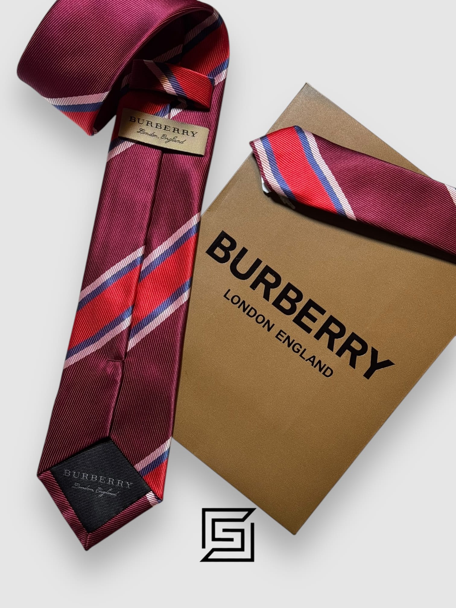 Ties Burberry - Striped Maroon - Red Horse Logo Burberry