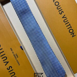 Ties Louis Vuitton - Blue Engraved Pattern Italian Style Louis Vuitton