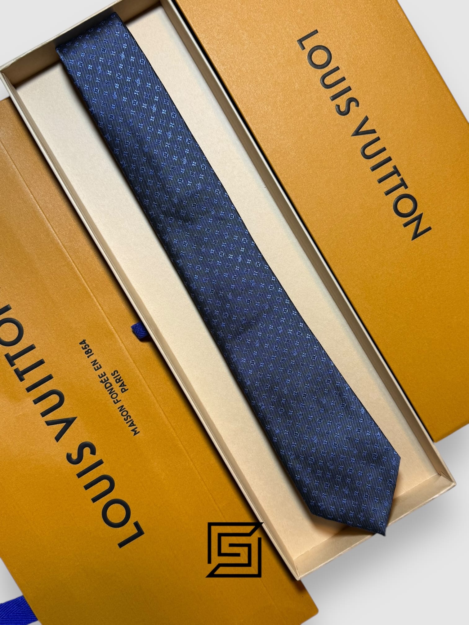 Ties Louis Vuitton - BLUE - Grey Small LV Pattern Louis Vuitton