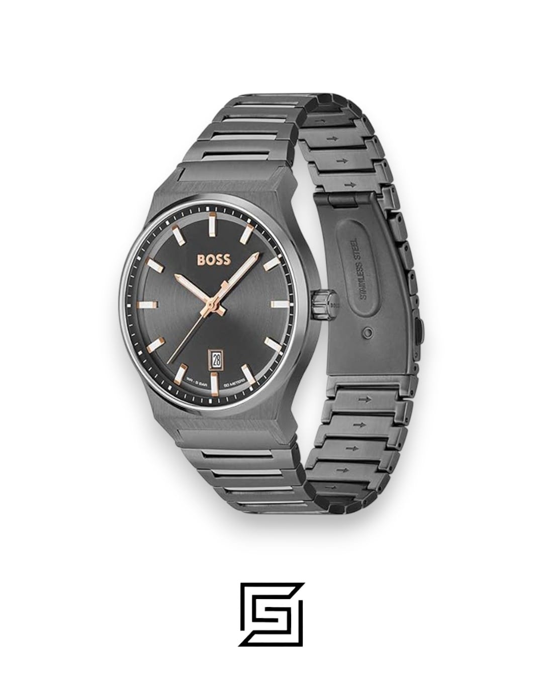 Men,Original Watches HUGO BOSS Mens Stainless Steel Analog Grey Dial Watch 1514078 Boss