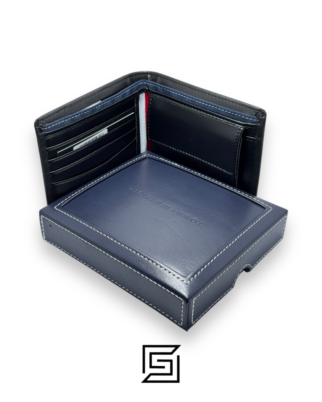 Leather,Wallets,Men New Box TOMMY SINGLE WALLET W HILLFIGER HARD LOGO IN MIDDLE /BLACK Tommy Hilfiger