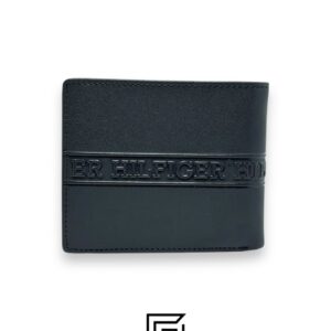 Leather,Wallets,Men New Box TOMMY SINGLE WALLET W HILLFIGER HARD LOGO IN MIDDLE /BLACK Tommy Hilfiger