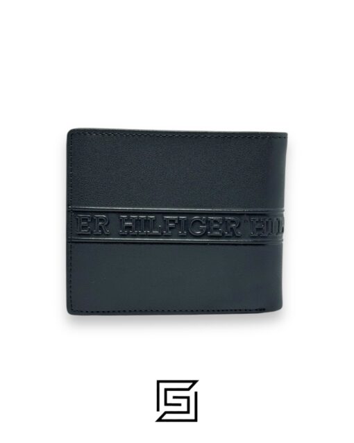 Leather,Wallets,Men New Box TOMMY SINGLE WALLET W HILLFIGER HARD LOGO IN MIDDLE /BLACK Tommy Hilfiger