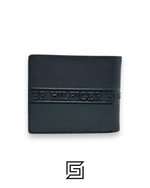 Leather,Wallets,Men New Box TOMMY SINGLE WALLET W HILLFIGER HARD LOGO IN MIDDLE /BLACK Tommy Hilfiger