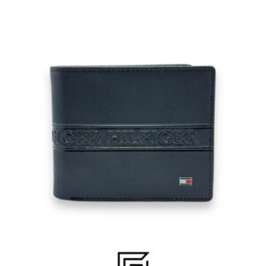 Leather,Wallets,Men New Box TOMMY SINGLE WALLET W HILLFIGER HARD LOGO IN MIDDLE /BLACK Tommy Hilfiger