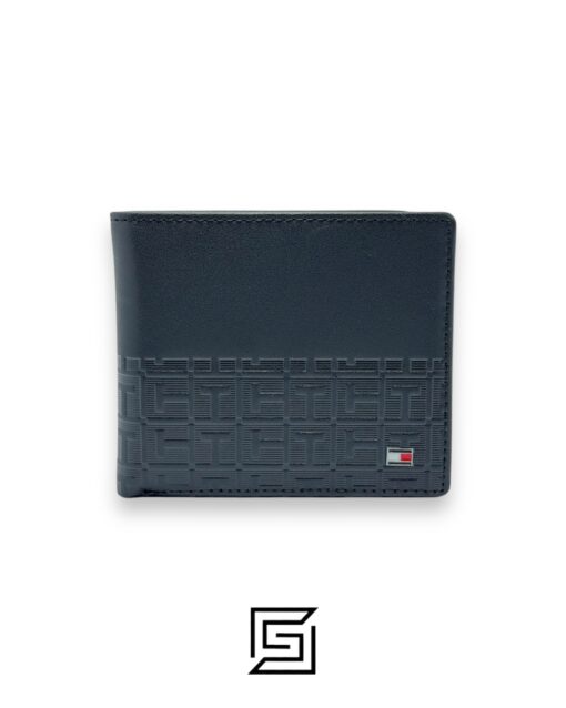 Leather,Wallets,Men New Box TOMMY SINGLE WALLET W TH LOGO HARD PATTERN INSIDE LEATHER LOWER /BLACK Tommy Hilfiger
