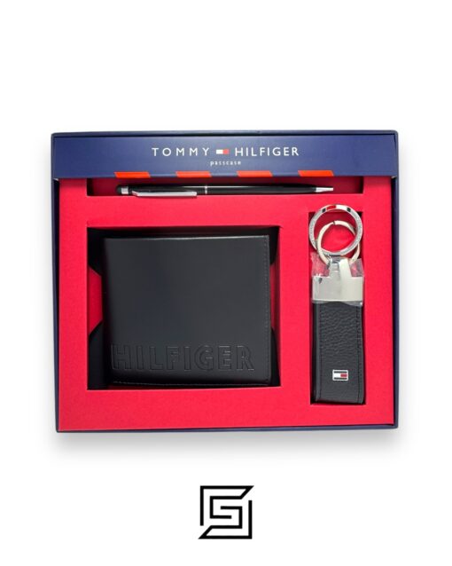 Leather,Wallets,Men PASSCASE 3 PCS HILFIGER LOGO ON LEATHER With Pen/BLACK Tommy Hilfiger