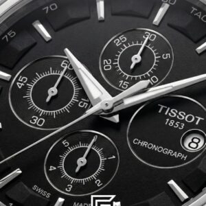⁦Tissot Couturier Chronograph - Black Dial - Black Leather Strap - Japanese Quartz⁩ - الصورة ⁦2⁩