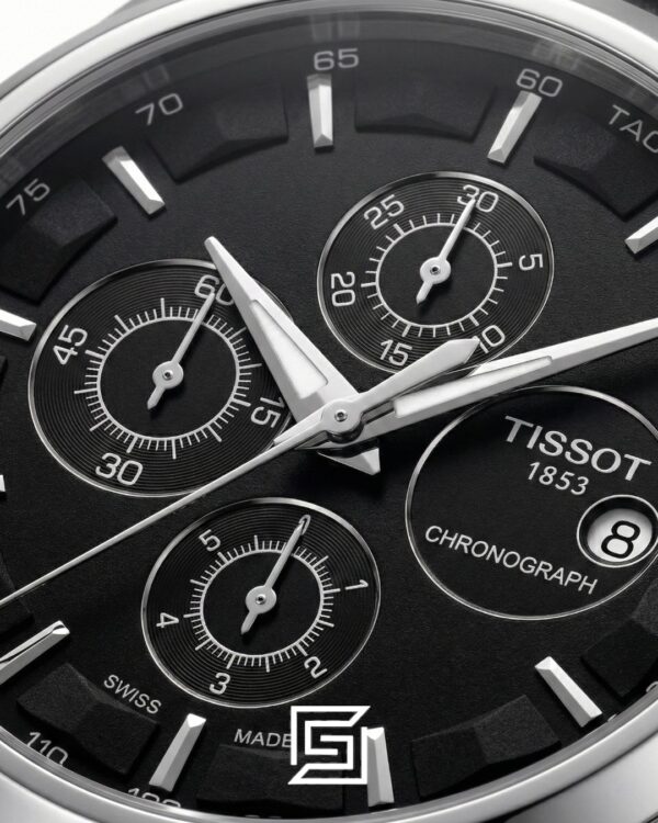 Tissot Couturier Chronograph - Black Dial - Black Leather Strap - Japanese Quartz