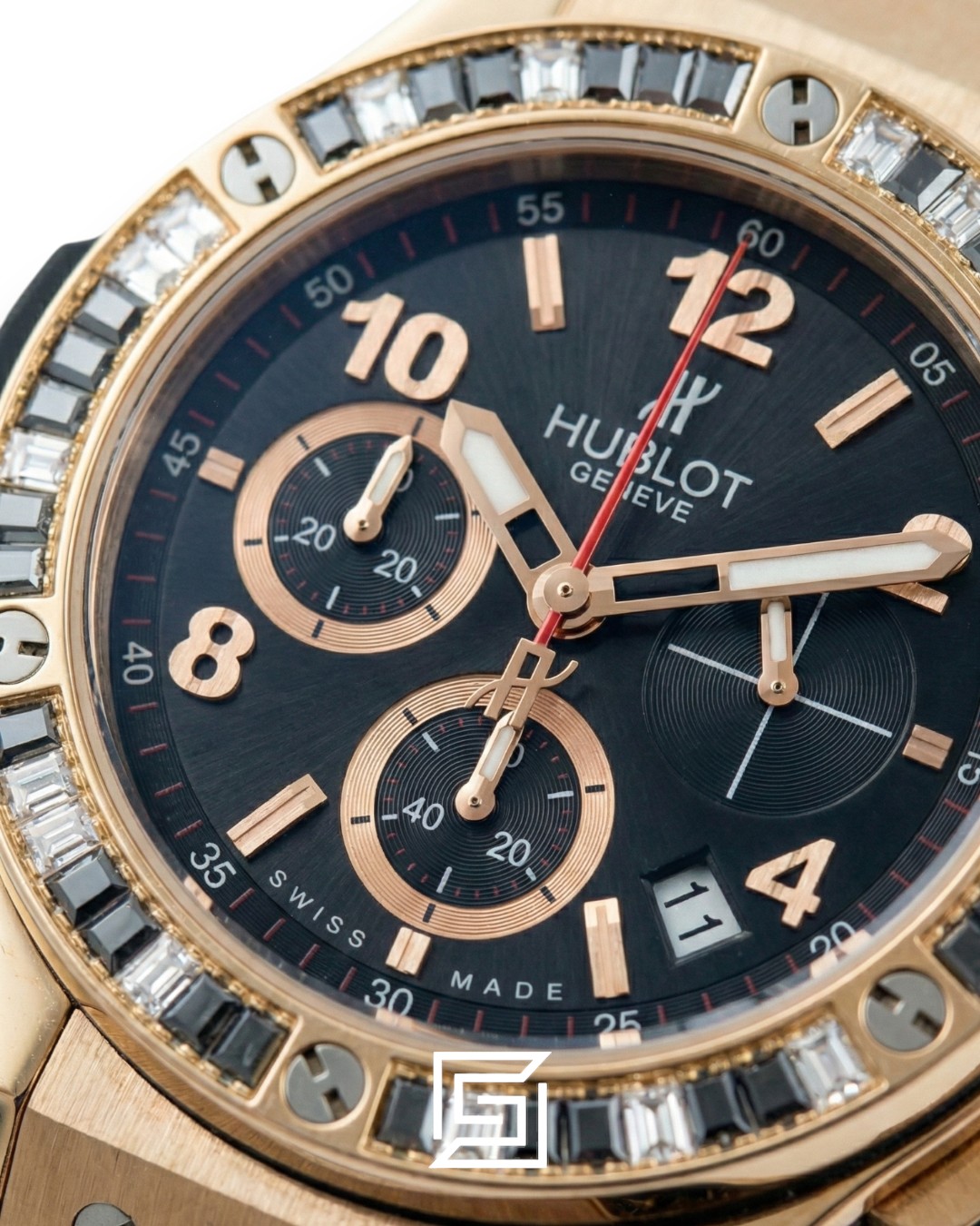 ⁦Hublot Big Bang Women – Black Dial, White Diamond Bezel & Rose Gold⁩ - الصورة ⁦2⁩