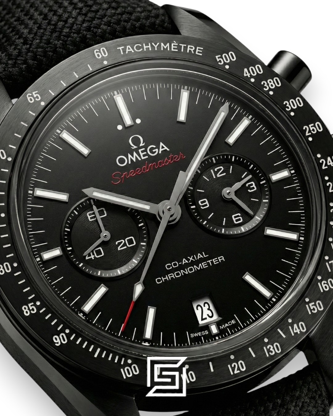 ⁦Omega Speedmaster Dark Side of the Moon – Pitch Black & Nylon Strap⁩ - الصورة ⁦2⁩