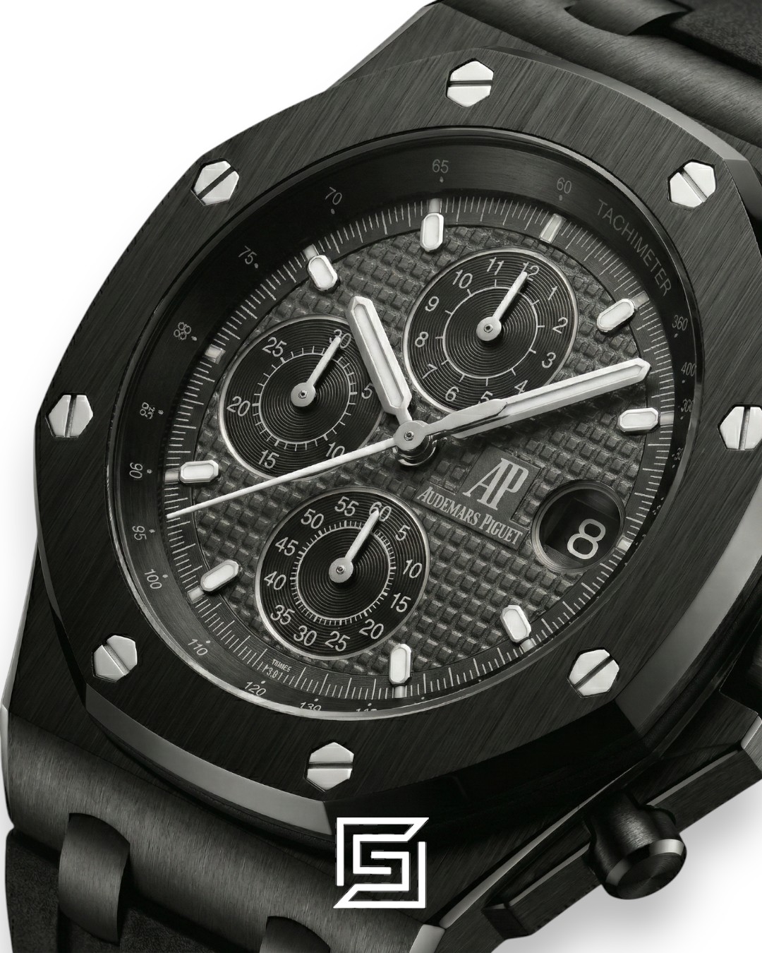 ⁦Audemars Piguet Royal Oak Offshore Full Black – Rubber Strap – Quartz⁩ - الصورة ⁦3⁩