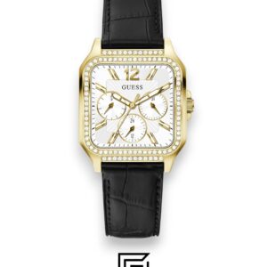 GUESS Ladies GOLD Tone Analog BAND Leather BLACK Watch GW0309L2 - Image 1
