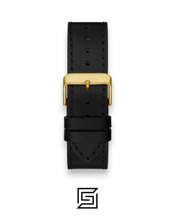 GUESS MEN GOLD TONE Analog RUBERR BLACK BAND Watch GW0262G2