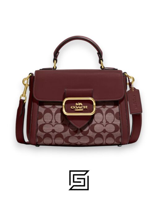 Bags,Leather,Women Morgan Top Handle Satchel Bag In Signature Chambray Style No. CH142 Marron Coach