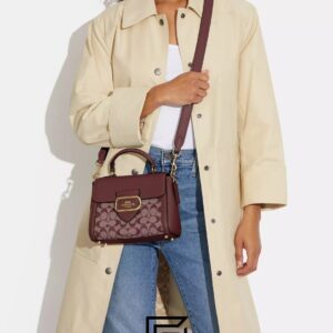 Bags,Leather,Women Morgan Top Handle Satchel Bag In Signature Chambray Style No. CH142 Marron Coach
