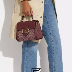 Bags,Leather,Women Morgan Top Handle Satchel Bag In Signature Chambray Style No. CH142 Marron Coach